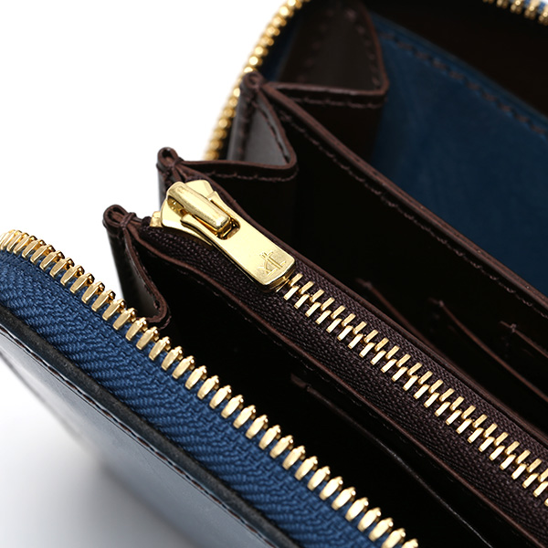  長財布 メンズ ラウンドファスナー 財布 本革 ブライドルレザー 日本製 ブランド ブルー ネイビー 青色 小銭入れあり コインケース オシャレ 高級 シンプル 大人 ファイブウッズ(FIVE WOODS) CASK(キャスク) #38057