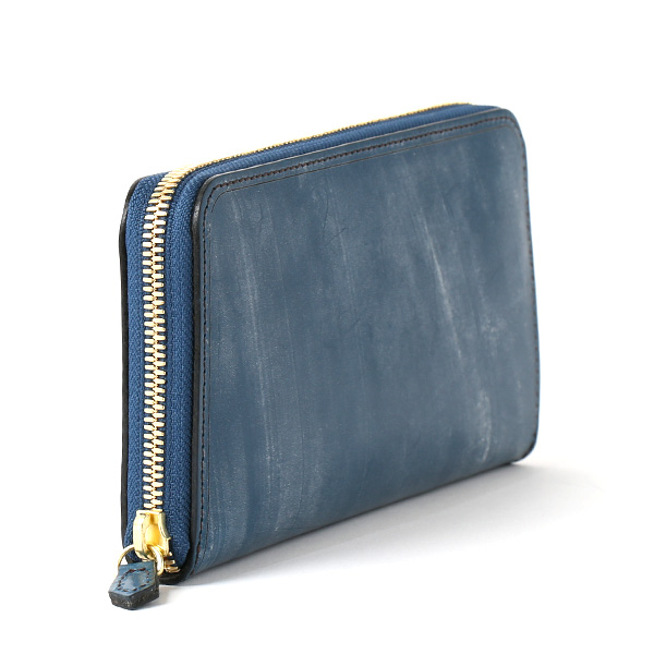  長財布 メンズ ラウンドファスナー 財布 本革 ブライドルレザー 日本製 ブランド ブルー ネイビー 青色 小銭入れあり コインケース オシャレ 高級 シンプル 大人 ファイブウッズ(FIVE WOODS) CASK(キャスク) #38057