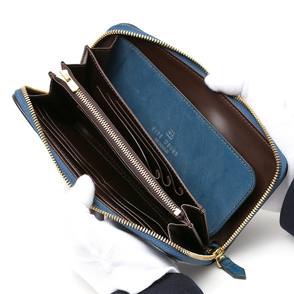  長財布 メンズ ラウンドファスナー 財布 本革 ブライドルレザー 日本製 ブランド ブルー ネイビー 青色 小銭入れあり コインケース オシャレ 高級 シンプル 大人 ファイブウッズ(FIVE WOODS) CASK(キャスク) #38057