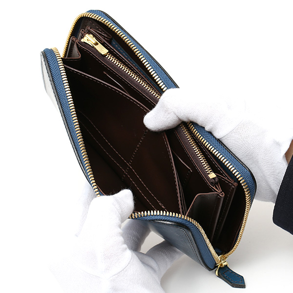  長財布 メンズ ラウンドファスナー 財布 本革 ブライドルレザー 日本製 ブランド ブルー ネイビー 青色 小銭入れあり コインケース オシャレ 高級 シンプル 大人 ファイブウッズ(FIVE WOODS) CASK(キャスク) #38057