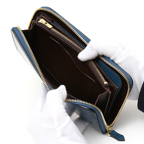  長財布 メンズ ラウンドファスナー 財布 本革 ブライドルレザー 日本製 ブランド ブルー ネイビー 青色 小銭入れあり コインケース オシャレ 高級 シンプル 大人 ファイブウッズ(FIVE WOODS) CASK(キャスク) #38057