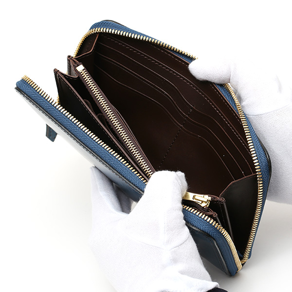  長財布 メンズ ラウンドファスナー 財布 本革 ブライドルレザー 日本製 ブランド ブルー ネイビー 青色 小銭入れあり コインケース オシャレ 高級 シンプル 大人 ファイブウッズ(FIVE WOODS) CASK(キャスク) #38057