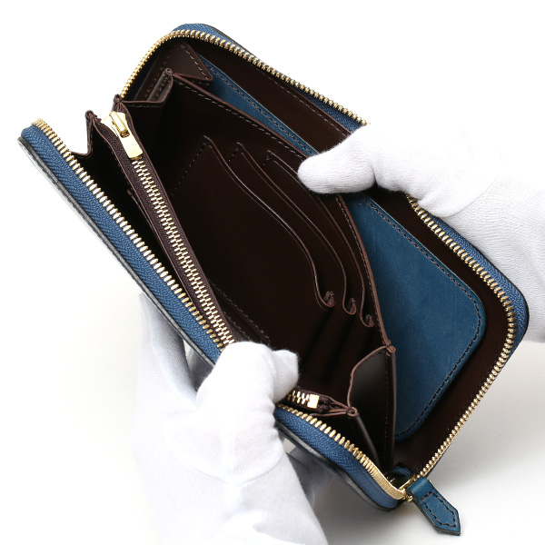  長財布 メンズ ラウンドファスナー 財布 本革 ブライドルレザー 日本製 ブランド ブルー ネイビー 青色 小銭入れあり コインケース オシャレ 高級 シンプル 大人 ファイブウッズ(FIVE WOODS) CASK(キャスク) #38057