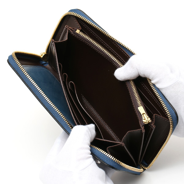  長財布 メンズ ラウンドファスナー 財布 本革 ブライドルレザー 日本製 ブランド ブルー ネイビー 青色 小銭入れあり コインケース オシャレ 高級 シンプル 大人 ファイブウッズ(FIVE WOODS) CASK(キャスク) #38057