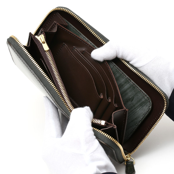  長財布 メンズ ラウンドファスナー 財布 本革 ブライドルレザー 日本製 ブランド グリーン 緑色 小銭入れあり コインケース オシャレ 高級 シンプル 大人 ファイブウッズ(FIVE WOODS) CASK(キャスク) #38057