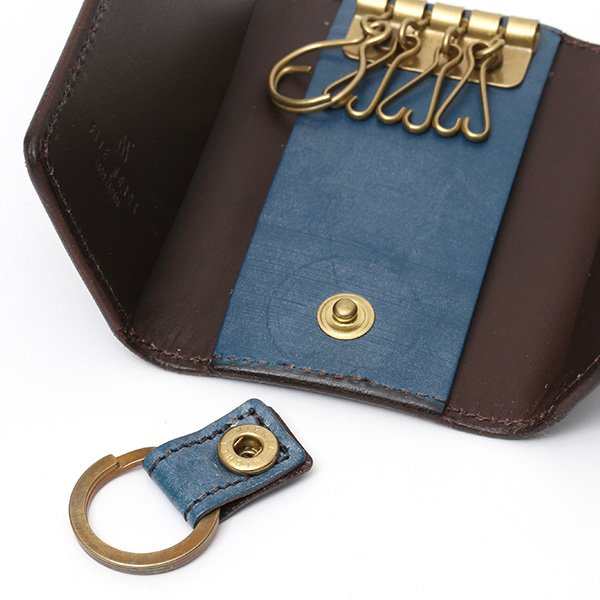  キーケース メンズ 本革 ブライドルレザー ブランド ブルー ネイビー 青色 日本製 オシャレ 高級 鍵 ケース 入れ物 プレゼント オールレザー ファイブウッズ(FIVE WOODS) CASK(キャスク) #38063