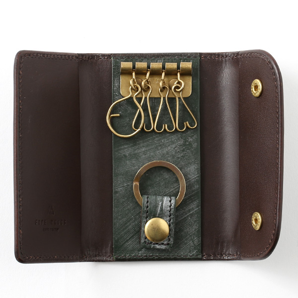  キーケース メンズ 本革 ブライドルレザー ブランド グリーン 緑色 日本製 オシャレ 高級 鍵 ケース 入れ物 プレゼント オールレザー ファイブウッズ(FIVE WOODS) CASK(キャスク) #38063