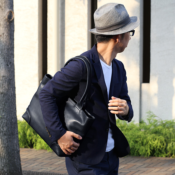 トートバッグ メンズ 本革 日本製 ブルー ネイビー 青色 無地 ビジネスバッグ 鞄 カバン 高級 シンプル 大容量 大きめ オシャレ 通勤 通学 ファイブウッズ(FIVE WOODS) PLATEAU(プラトウ) #39186