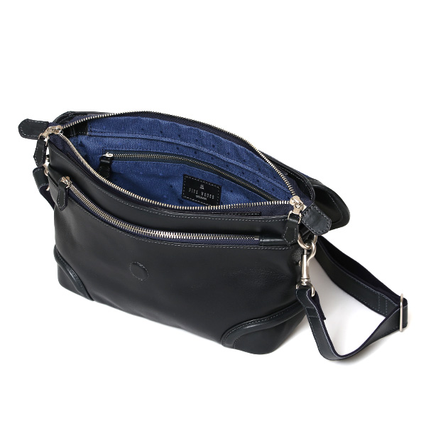 メッセンジャーバッグ メンズ ブランド レザー 日本製 ショルダー バッグ 高級 本革 軽い コンパクト ブルー ネイビー 青色 カジュアル 男女兼用 斜め掛け 自転車 通勤 通学 かばん 人気 ファイブウッズ(FIVE WOODS)