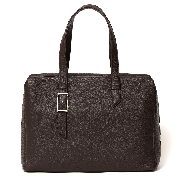 ファイブウッズ(FIVE WOODS) ペブル シュリンクレザー ボストンバッグ ダークブラウン