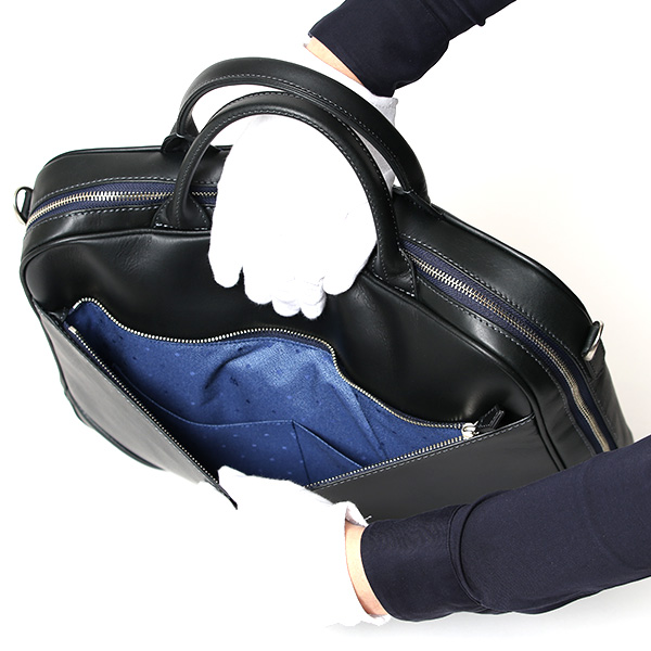 ブリーフケース メンズ 本革 シンプル 軽い ビジネスバッグ レザー ショルダーベルト付き PC収納 ブルー ネイビー 青色 上品 大人 仕事 国産 オシャレ 鞄 通勤 プラトウ(PLATEAU) ファイブウッズ(FIVE WOODS) 39378