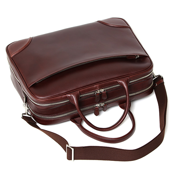 ブリーフケース レザー 大容量 ビジネスバッグ 本革 出張 A4 自立 ショルダーベルト付属 レッド ワイン 赤色 シンプル 通勤 仕事 鞄 日本製 高級 ブランド プラトウ(PLATEAU) ファイブウッズ(FIVE WOODS) 39379