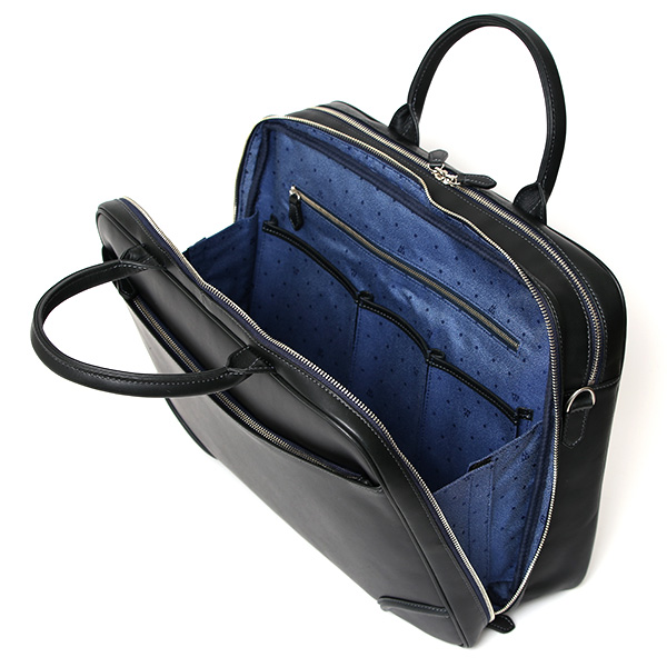  ブリーフケース レザー 大容量 ビジネスバッグ 本革 出張 A4 自立 ショルダーベルト付属  ブルー ネイビー 青色 シンプル 通勤 仕事 鞄 日本製 高級 ブランド プラトウ(PLATEAU) ファイブウッズ(FIVE WOODS) 39379