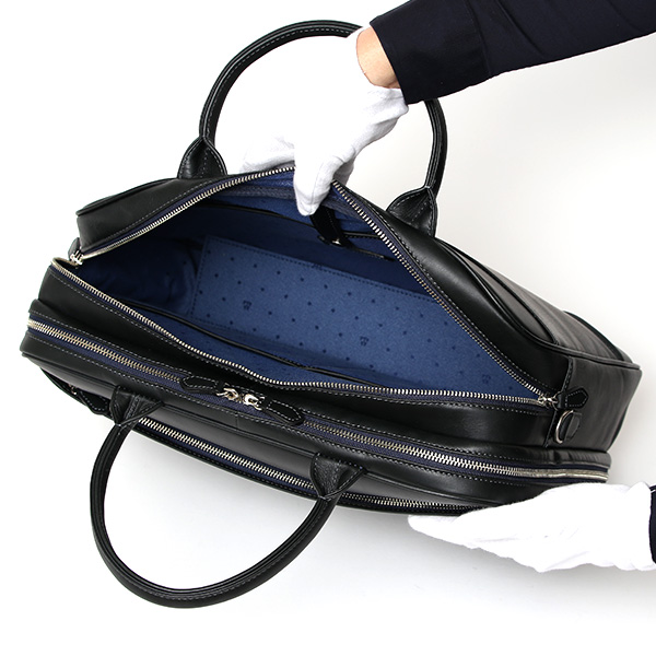  ブリーフケース レザー 大容量 ビジネスバッグ 本革 出張 A4 自立 ショルダーベルト付属  ブルー ネイビー 青色 シンプル 通勤 仕事 鞄 日本製 高級 ブランド プラトウ(PLATEAU) ファイブウッズ(FIVE WOODS) 39379