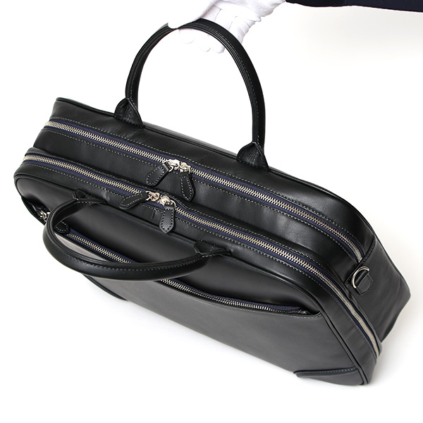  ブリーフケース レザー 大容量 ビジネスバッグ 本革 出張 A4 自立 ショルダーベルト付属  ブルー ネイビー 青色 シンプル 通勤 仕事 鞄 日本製 高級 ブランド プラトウ(PLATEAU) ファイブウッズ(FIVE WOODS) 39379