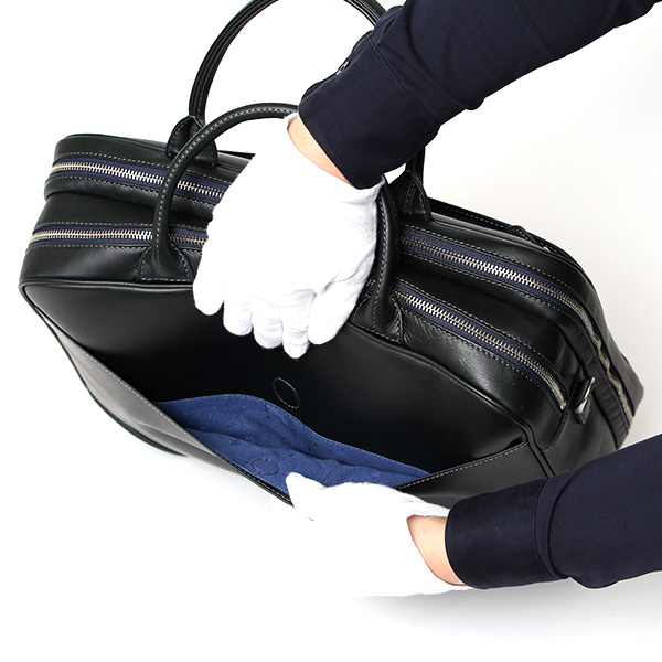  ブリーフケース レザー 大容量 ビジネスバッグ 本革 出張 A4 自立 ショルダーベルト付属  ブルー ネイビー 青色 シンプル 通勤 仕事 鞄 日本製 高級 ブランド プラトウ(PLATEAU) ファイブウッズ(FIVE WOODS) 39379