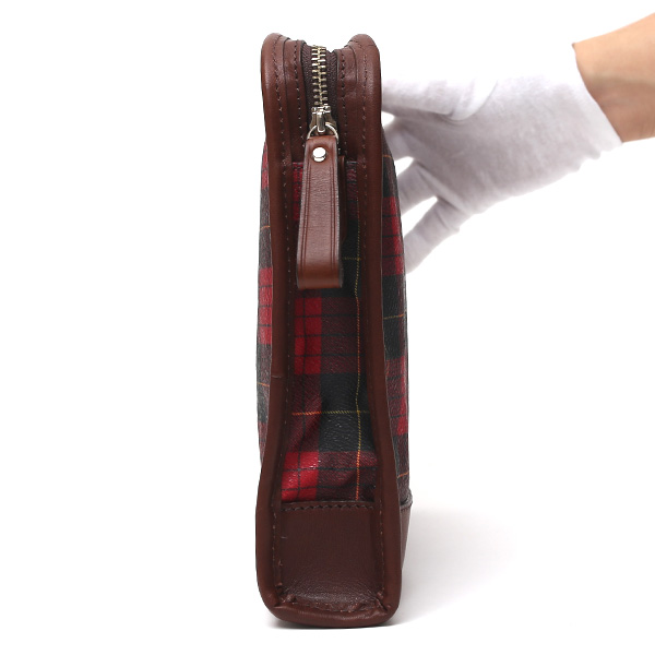クラッチバッグ メンズ セカンドバッグ チェック柄 レッド ワイン 赤色 本革 レザー 日本製 カバン レディース フランコ スパダ(Franco Spada)