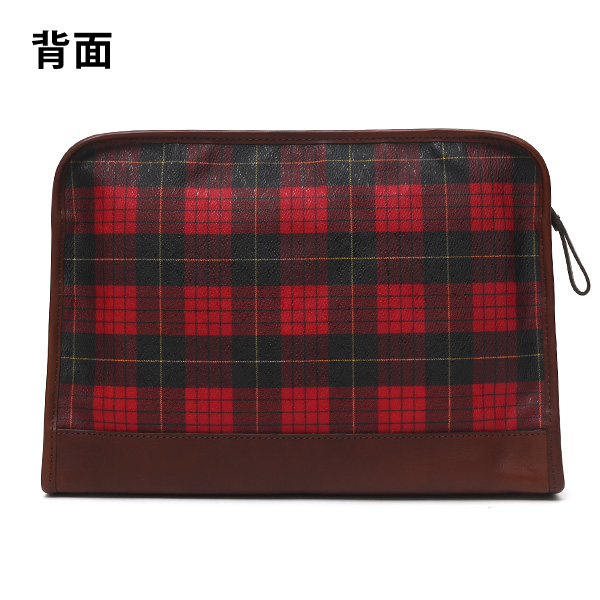 クラッチバッグ メンズ セカンドバッグ チェック柄 レッド ワイン 赤色 本革 レザー 日本製 カバン レディース フランコ スパダ(Franco Spada)