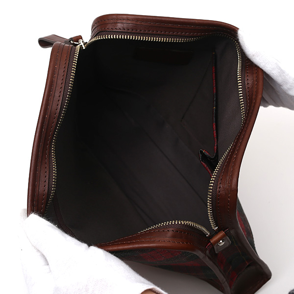 クラッチバッグ メンズ セカンドバッグ チェック柄 レッド ワイン 赤色 本革 レザー 日本製 カバン レディース フランコ スパダ(Franco Spada)