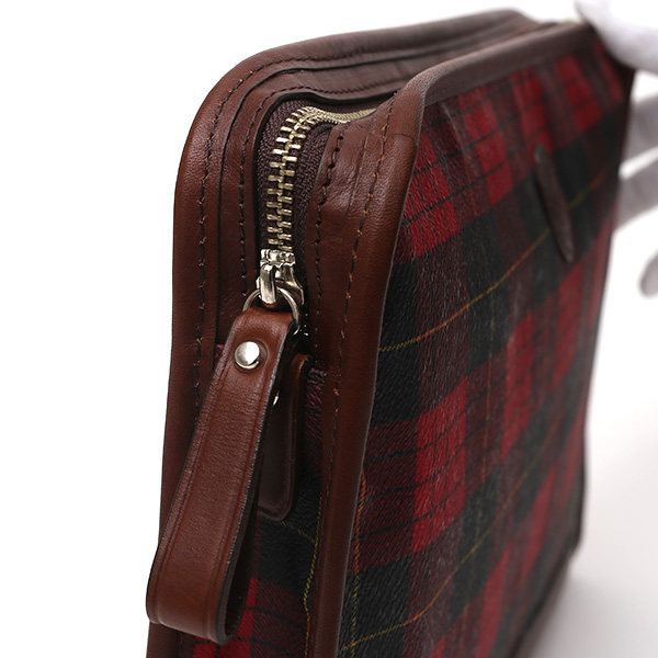クラッチバッグ メンズ セカンドバッグ チェック柄 レッド ワイン 赤色 本革 レザー 日本製 カバン レディース フランコ スパダ(Franco Spada)