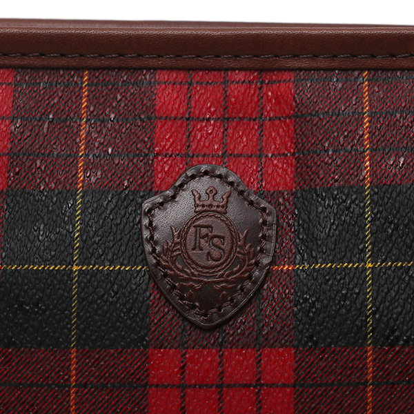 クラッチバッグ メンズ セカンドバッグ チェック柄 レッド ワイン 赤色 本革 レザー 日本製 カバン レディース フランコ スパダ(Franco Spada)