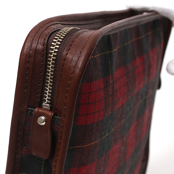 クラッチバッグ メンズ セカンドバッグ チェック柄 レッド ワイン 赤色 本革 レザー 日本製 カバン レディース フランコ スパダ(Franco Spada)