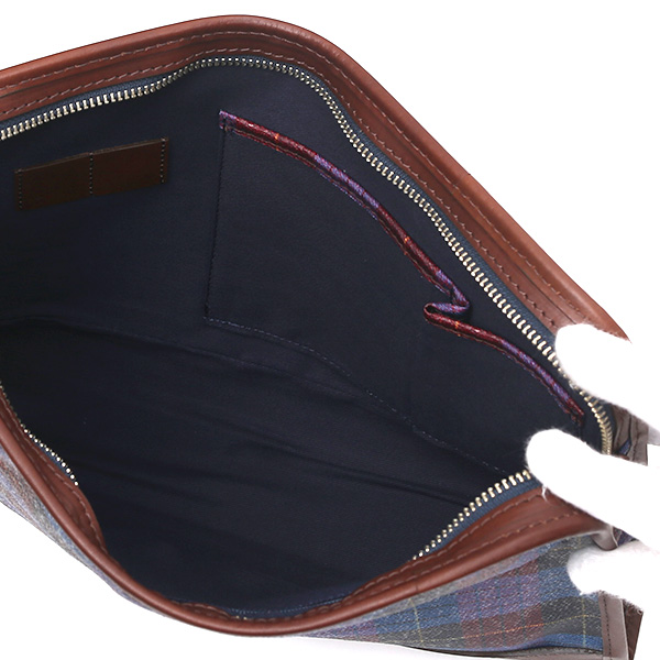  クラッチバッグ メンズ セカンドバッグ チェック柄 ブルー ネイビー 青色 本革 レザー 日本製 カバン レディース フランコ スパダ(Franco Spada)