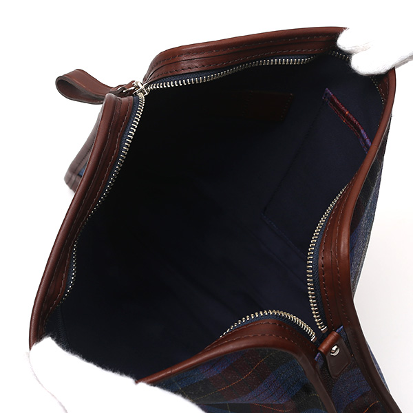  クラッチバッグ メンズ セカンドバッグ チェック柄 ブルー ネイビー 青色 本革 レザー 日本製 カバン レディース フランコ スパダ(Franco Spada)