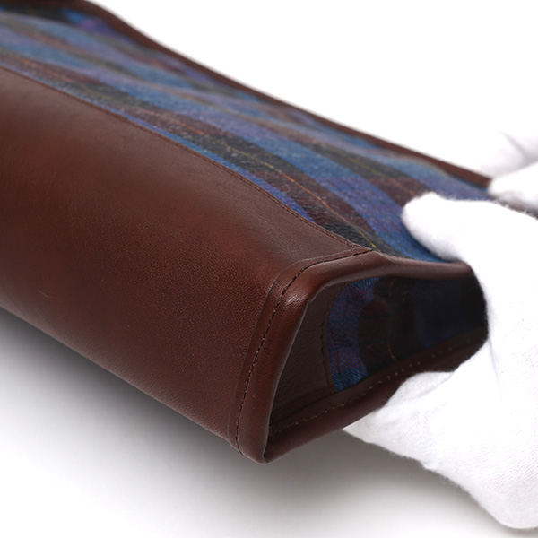  クラッチバッグ メンズ セカンドバッグ チェック柄 ブルー ネイビー 青色 本革 レザー 日本製 カバン レディース フランコ スパダ(Franco Spada)