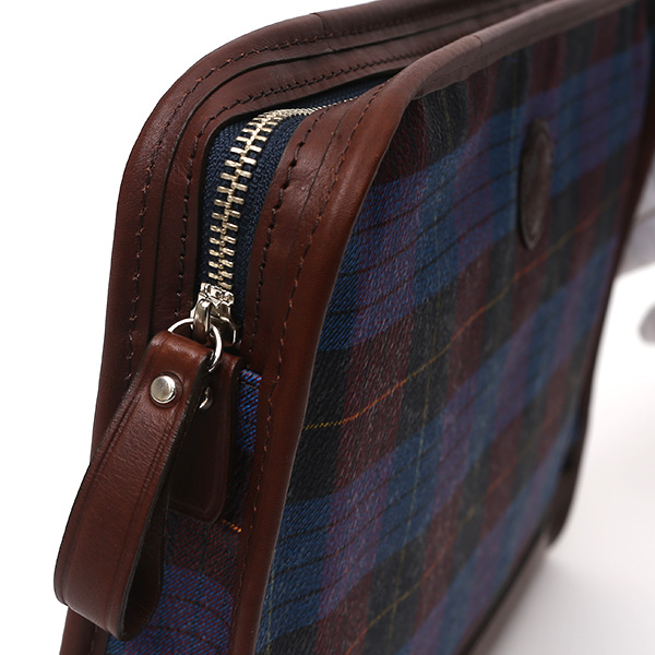  クラッチバッグ メンズ セカンドバッグ チェック柄 ブルー ネイビー 青色 本革 レザー 日本製 カバン レディース フランコ スパダ(Franco Spada)