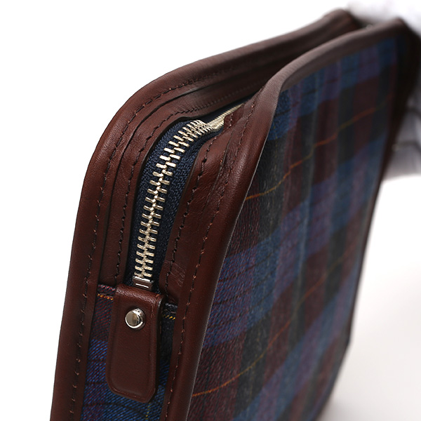  クラッチバッグ メンズ セカンドバッグ チェック柄 ブルー ネイビー 青色 本革 レザー 日本製 カバン レディース フランコ スパダ(Franco Spada)
