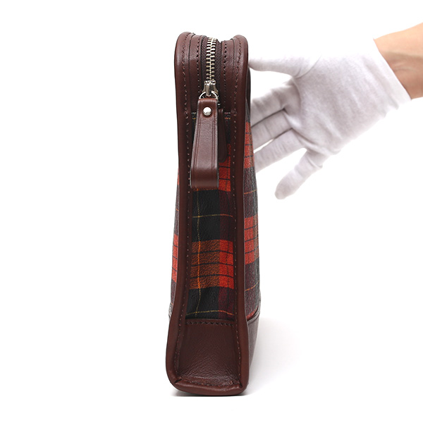  クラッチバッグ メンズ セカンドバッグ チェック柄 オレンジ 橙色 本革 レザー 日本製 カバン レディース フランコ スパダ(Franco Spada)