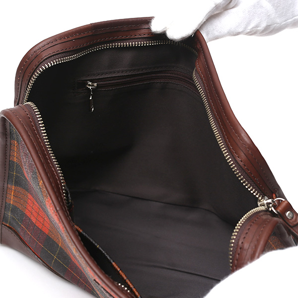  クラッチバッグ メンズ セカンドバッグ チェック柄 オレンジ 橙色 本革 レザー 日本製 カバン レディース フランコ スパダ(Franco Spada)