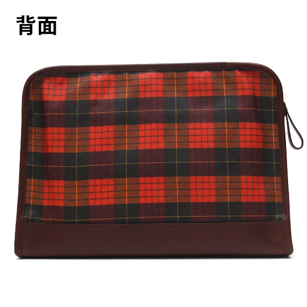  クラッチバッグ メンズ セカンドバッグ チェック柄 オレンジ 橙色 本革 レザー 日本製 カバン レディース フランコ スパダ(Franco Spada)