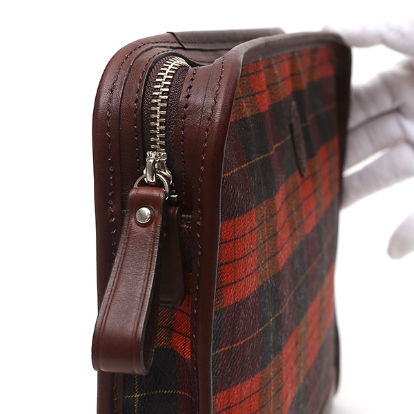  クラッチバッグ メンズ セカンドバッグ チェック柄 オレンジ 橙色 本革 レザー 日本製 カバン レディース フランコ スパダ(Franco Spada)