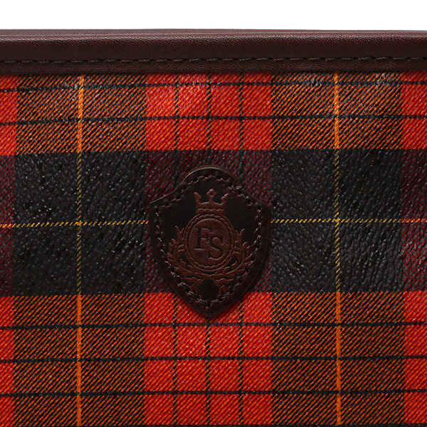  クラッチバッグ メンズ セカンドバッグ チェック柄 オレンジ 橙色 本革 レザー 日本製 カバン レディース フランコ スパダ(Franco Spada)