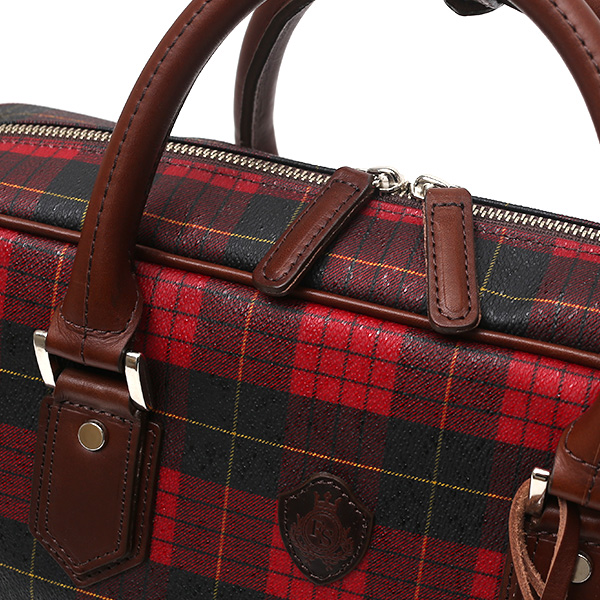  ブリーフケース メンズ ビジネスバッグ チェック柄 レッド ワイン 赤色 本革 レザー 日本製 カバン 通勤 鞄 フランコ スパダ(Franco Spada)