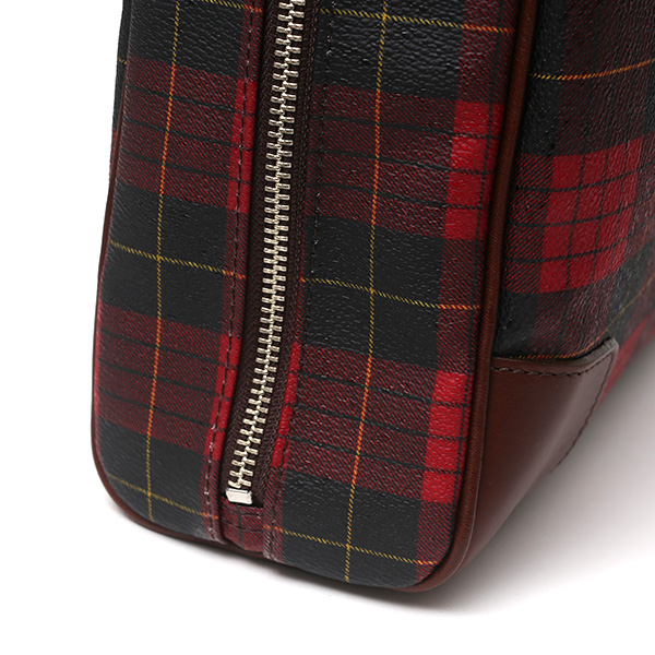  ブリーフケース メンズ ビジネスバッグ チェック柄 レッド ワイン 赤色 本革 レザー 日本製 カバン 通勤 鞄 フランコ スパダ(Franco Spada)