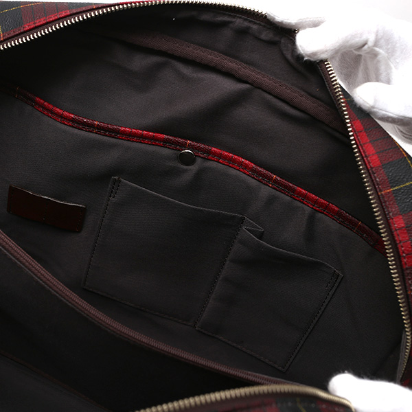  ブリーフケース メンズ ビジネスバッグ チェック柄 レッド ワイン 赤色 本革 レザー 日本製 カバン 通勤 鞄 フランコ スパダ(Franco Spada)