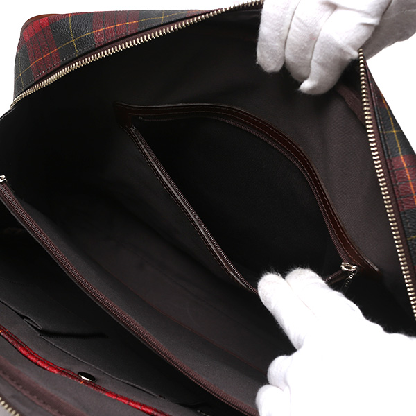  ブリーフケース メンズ ビジネスバッグ チェック柄 レッド ワイン 赤色 本革 レザー 日本製 カバン 通勤 鞄 フランコ スパダ(Franco Spada)