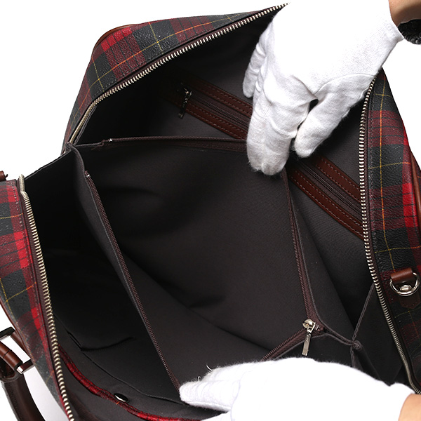  ブリーフケース メンズ ビジネスバッグ チェック柄 レッド ワイン 赤色 本革 レザー 日本製 カバン 通勤 鞄 フランコ スパダ(Franco Spada)