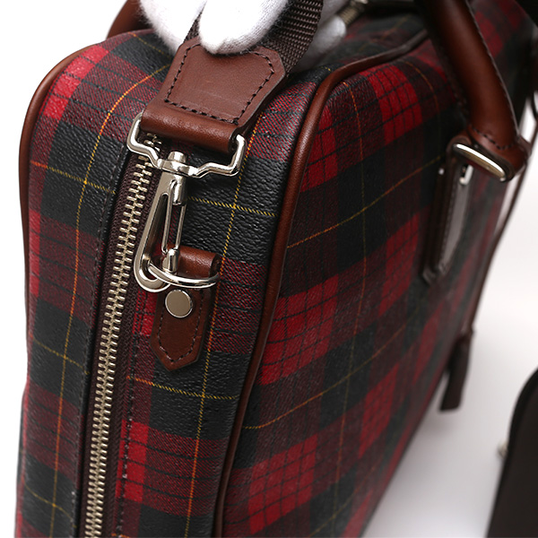  ブリーフケース メンズ ビジネスバッグ チェック柄 レッド ワイン 赤色 本革 レザー 日本製 カバン 通勤 鞄 フランコ スパダ(Franco Spada)