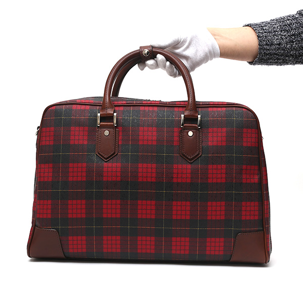  ブリーフケース メンズ ビジネスバッグ チェック柄 レッド ワイン 赤色 本革 レザー 日本製 カバン 通勤 鞄 フランコ スパダ(Franco Spada)