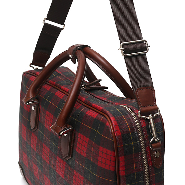  ブリーフケース メンズ ビジネスバッグ チェック柄 レッド ワイン 赤色 本革 レザー 日本製 カバン 通勤 鞄 フランコ スパダ(Franco Spada)