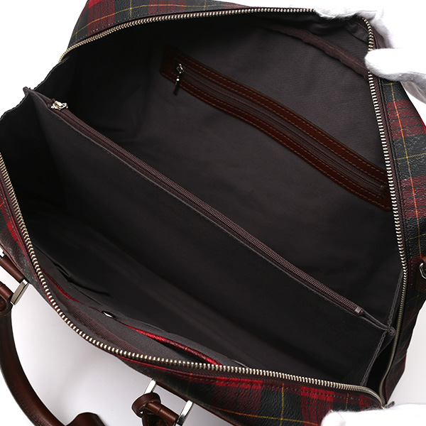  ブリーフケース メンズ ビジネスバッグ チェック柄 レッド ワイン 赤色 本革 レザー 日本製 カバン 通勤 鞄 フランコ スパダ(Franco Spada)