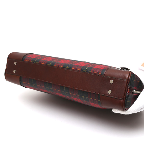  ブリーフケース メンズ ビジネスバッグ チェック柄 レッド ワイン 赤色 本革 レザー 日本製 カバン 通勤 鞄 フランコ スパダ(Franco Spada)