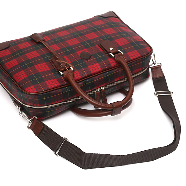  ブリーフケース メンズ ビジネスバッグ チェック柄 レッド ワイン 赤色 本革 レザー 日本製 カバン 通勤 鞄 フランコ スパダ(Franco Spada)