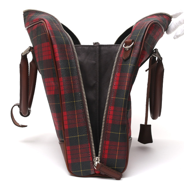  ブリーフケース メンズ ビジネスバッグ チェック柄 レッド ワイン 赤色 本革 レザー 日本製 カバン 通勤 鞄 フランコ スパダ(Franco Spada)