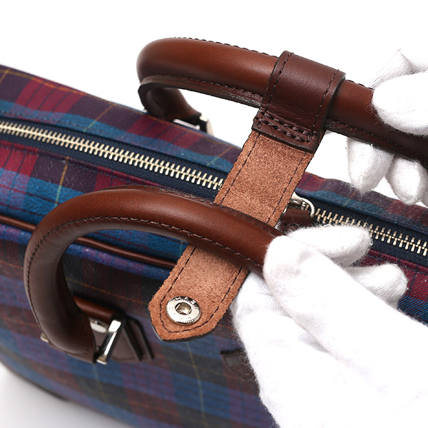  ブリーフケース メンズ ビジネスバッグ チェック柄 ブルー ネイビー 青色 本革 レザー 日本製 カバン 通勤 鞄 フランコ スパダ(Franco Spada)