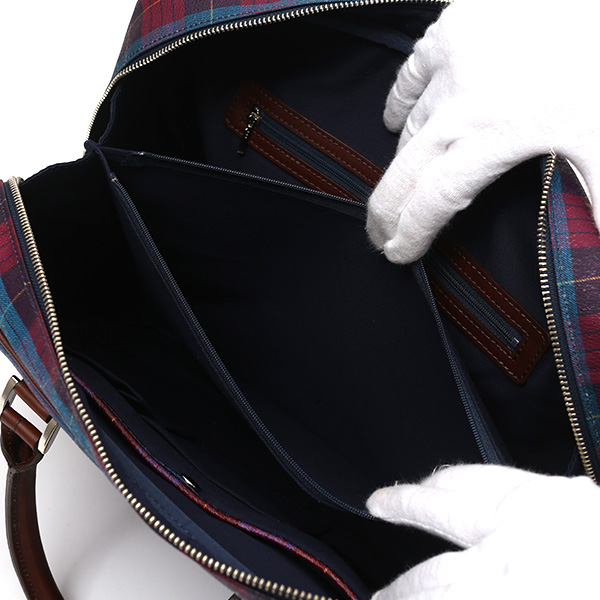  ブリーフケース メンズ ビジネスバッグ チェック柄 ブルー ネイビー 青色 本革 レザー 日本製 カバン 通勤 鞄 フランコ スパダ(Franco Spada)